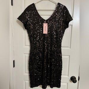 NWT Maner Black Sequined Dress. Size XL